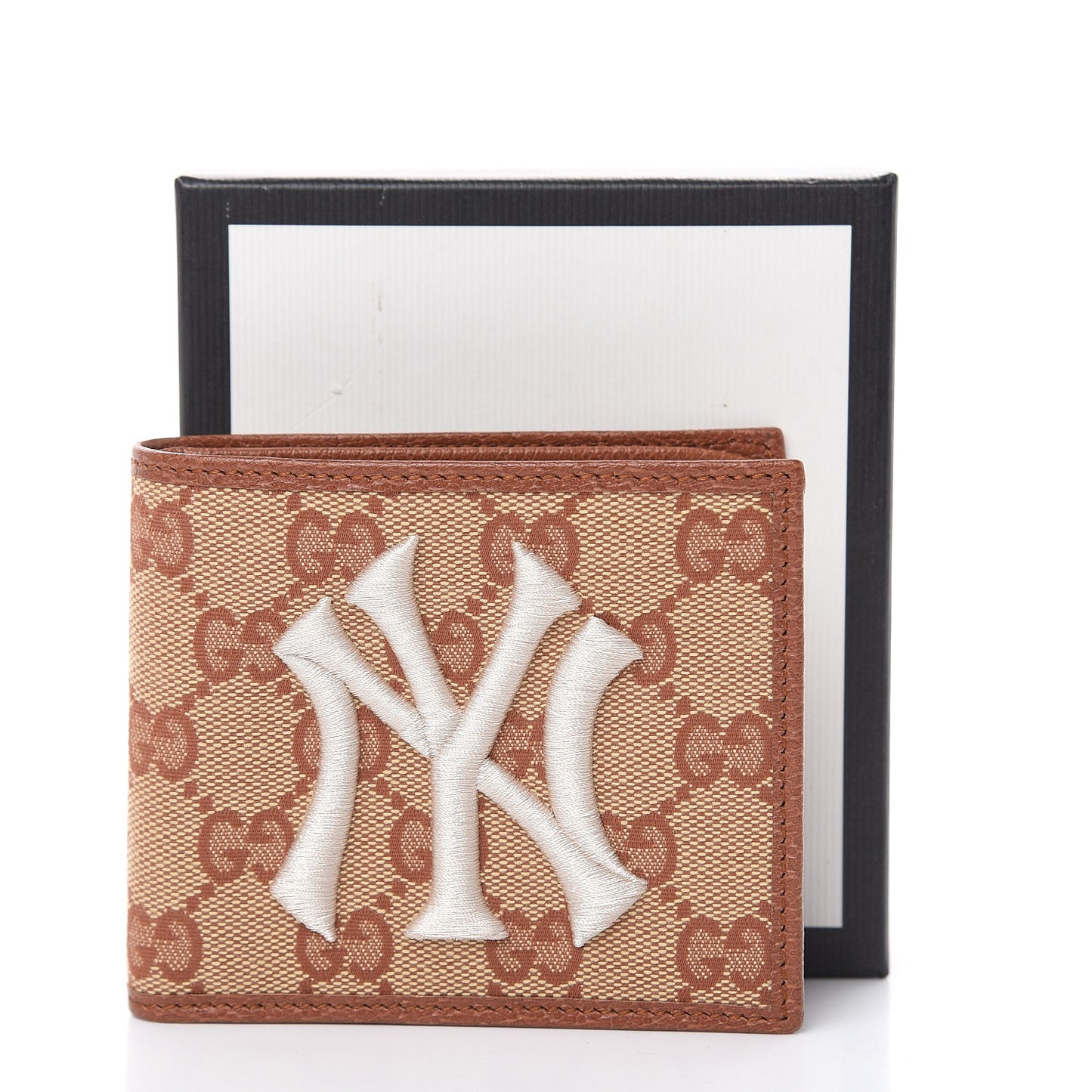 X MLB Monogram NY Yankees Bi-Fold Wallet Beige Ruggine Ivory