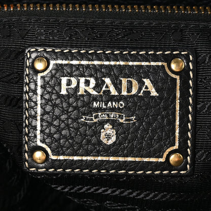 Prada Paglia Vitello Daino Frame Satchel Black 6 of 10