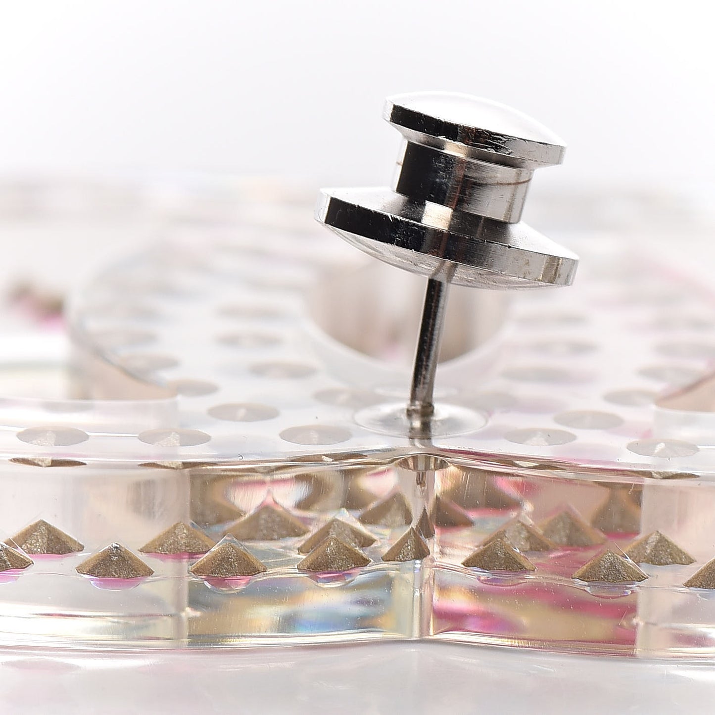 Resin Crystal Large CC Pin Transparent Silver