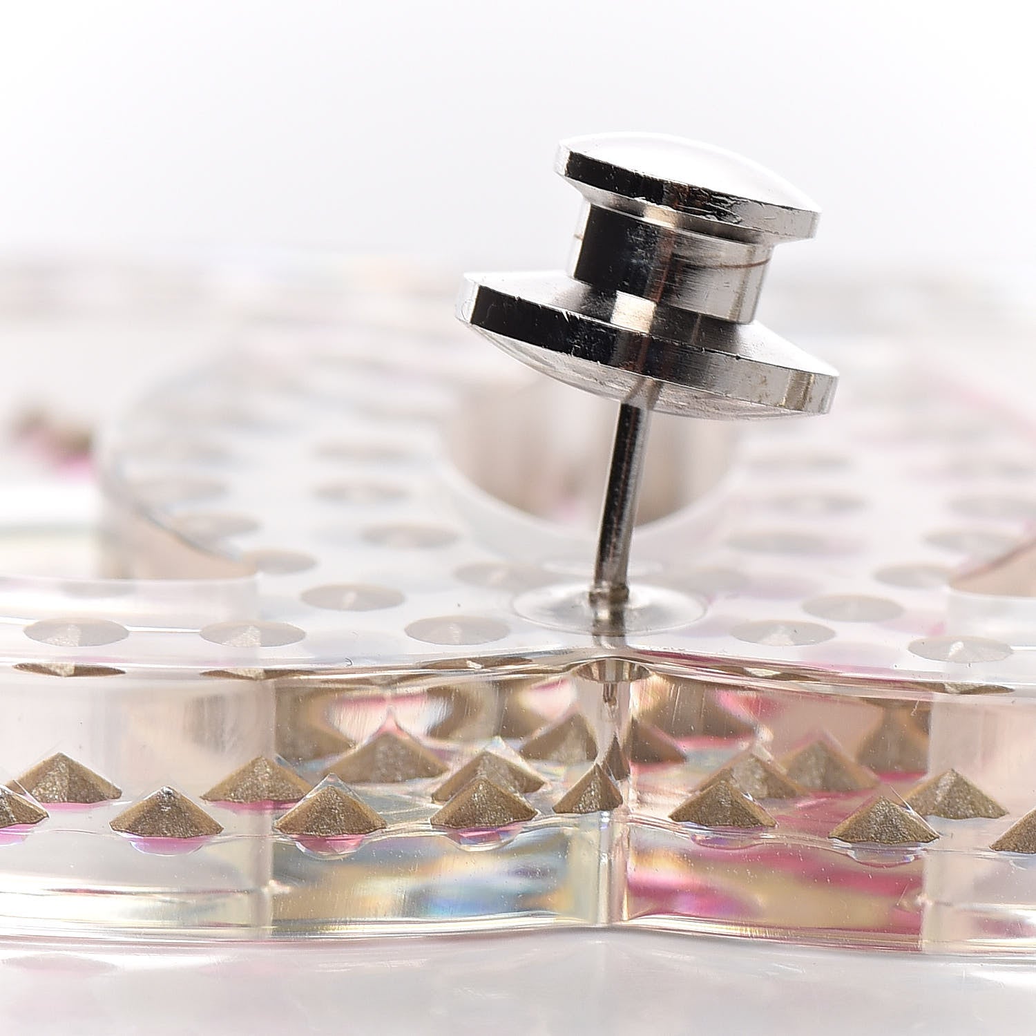 Chanel Resin Crystal Large CC Pin Transparent Silver 5 of 6