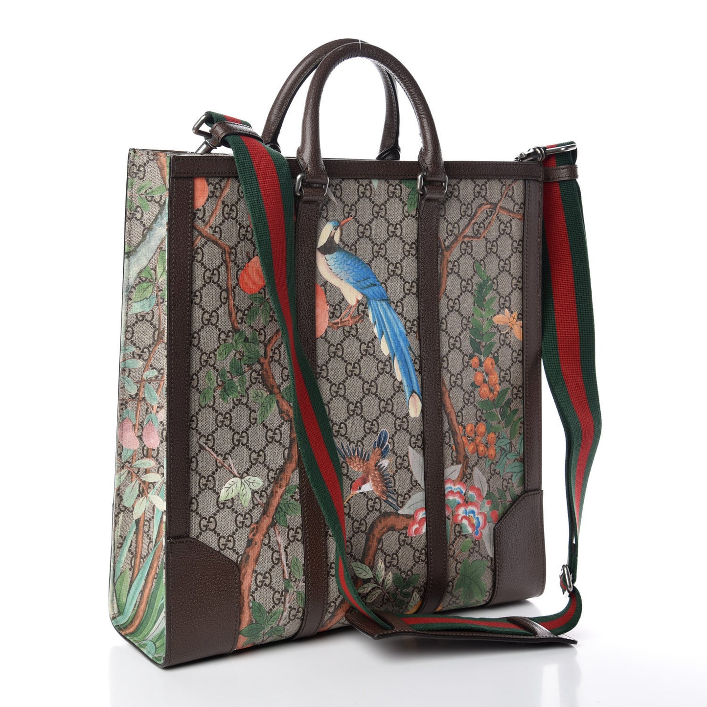 GG Supreme Monogram Tian Web Vertical Tote Beige Multicolor New Acero