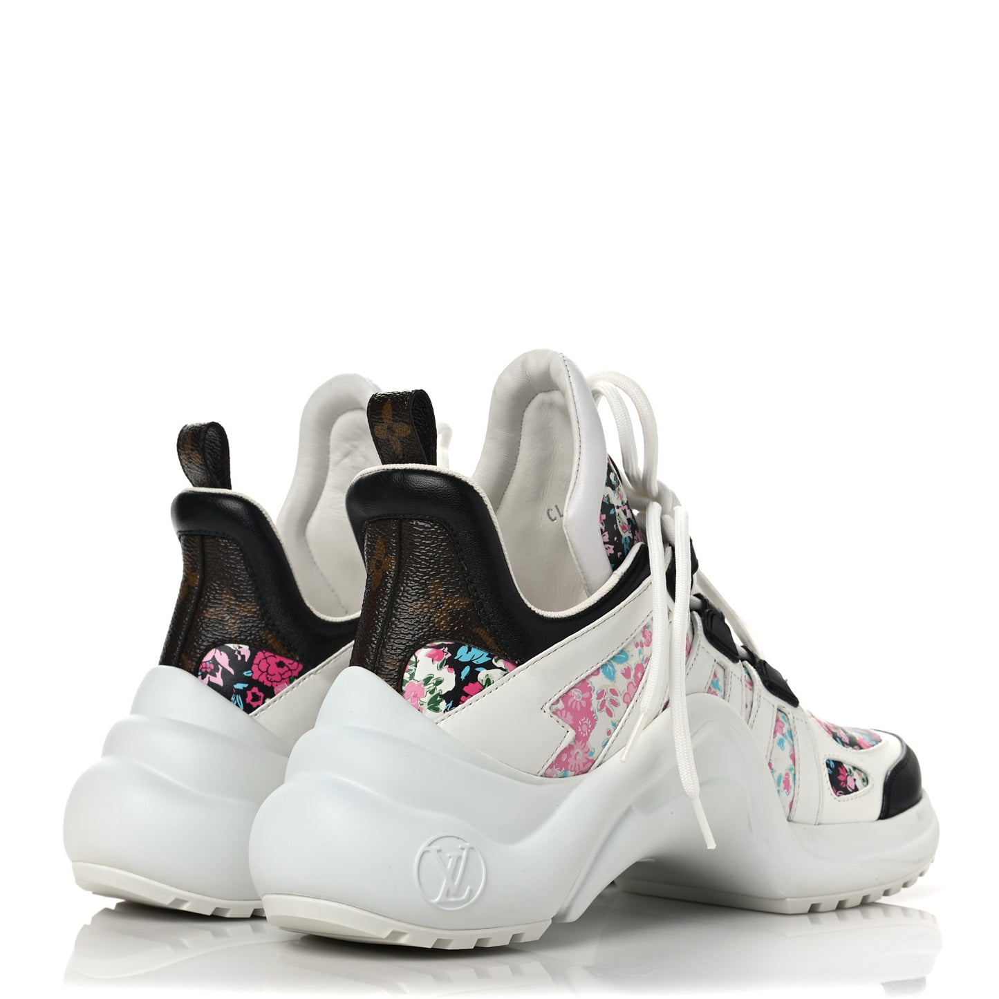 Flower Printed Calfskin Monogram LV Archlight Sneakers 36 Black Rose