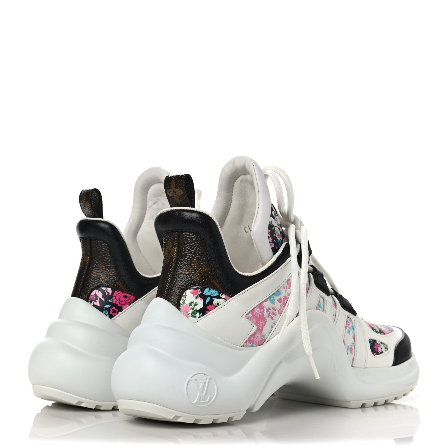 Louis Vuitton Flower Printed Calfskin Monogram LV Archlight Sneakers 36 Black Rose 4 of 8
