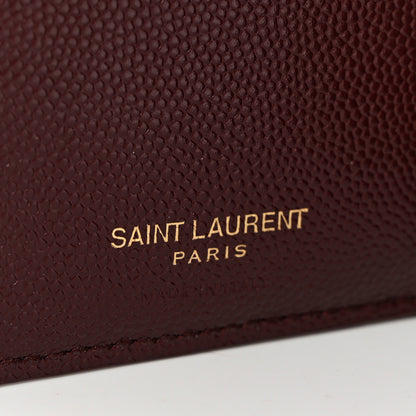 Saint Laurent Grain De Poudre Matelasse Chevron Monogram Zipped Two-Part Wallet Rouge Legion 6 of 7