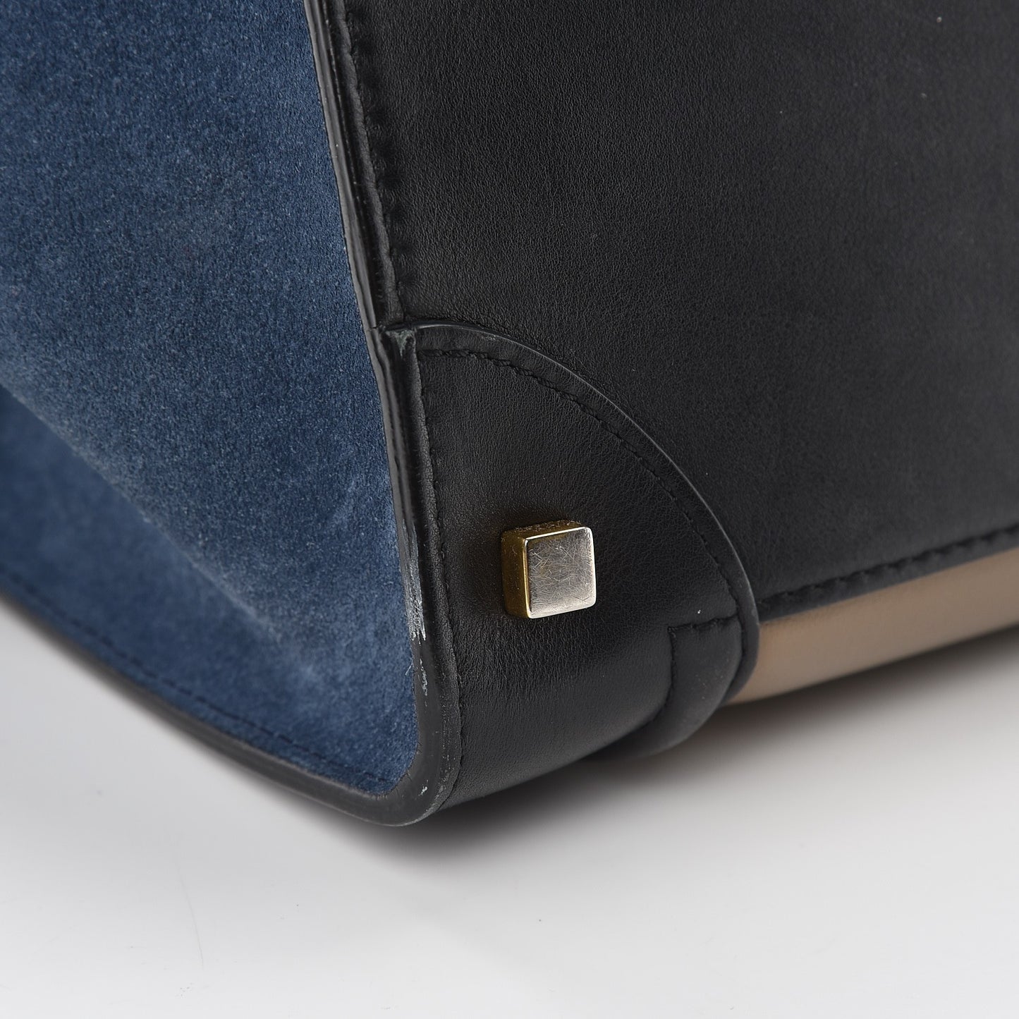 Smooth Calfskin Suede Mini Tri-Color Luggage Beige