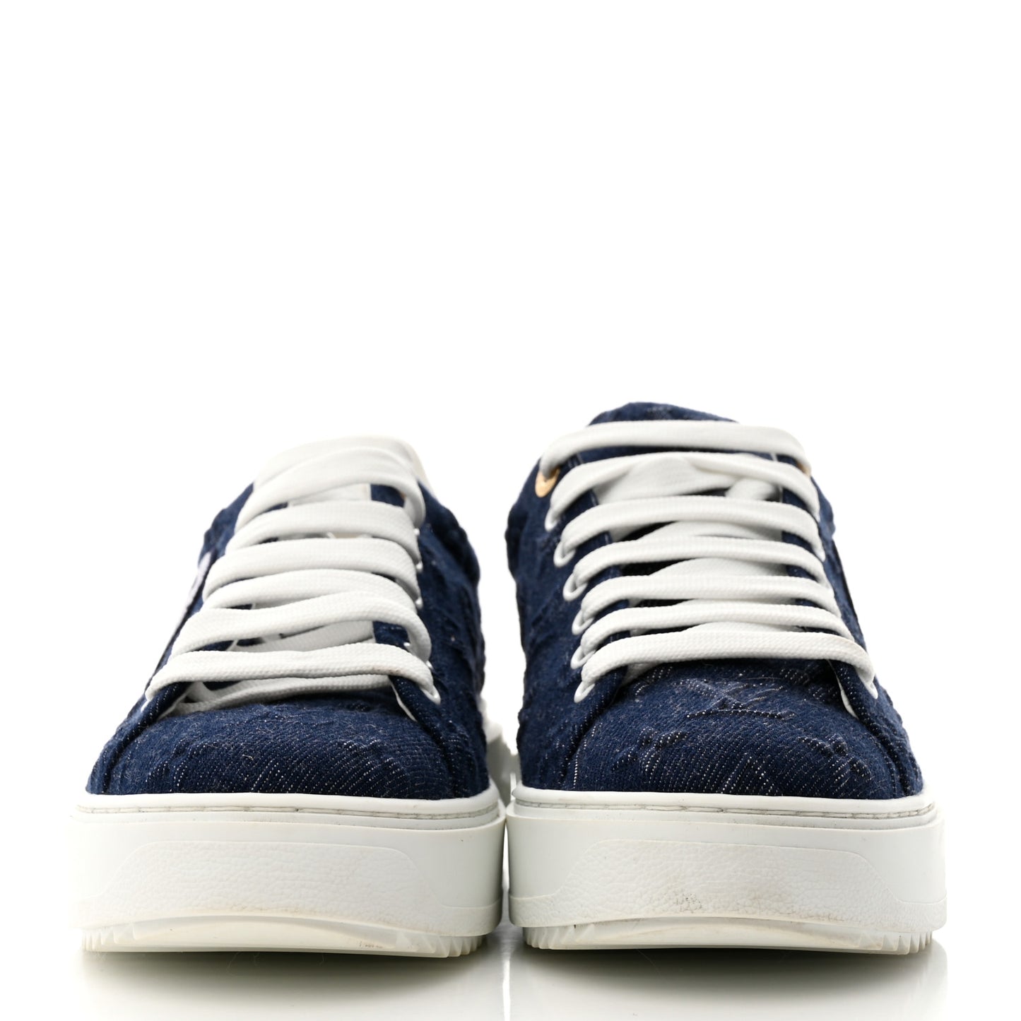 Denim Monogram Debossed Time Out Sneakers 39 Blue