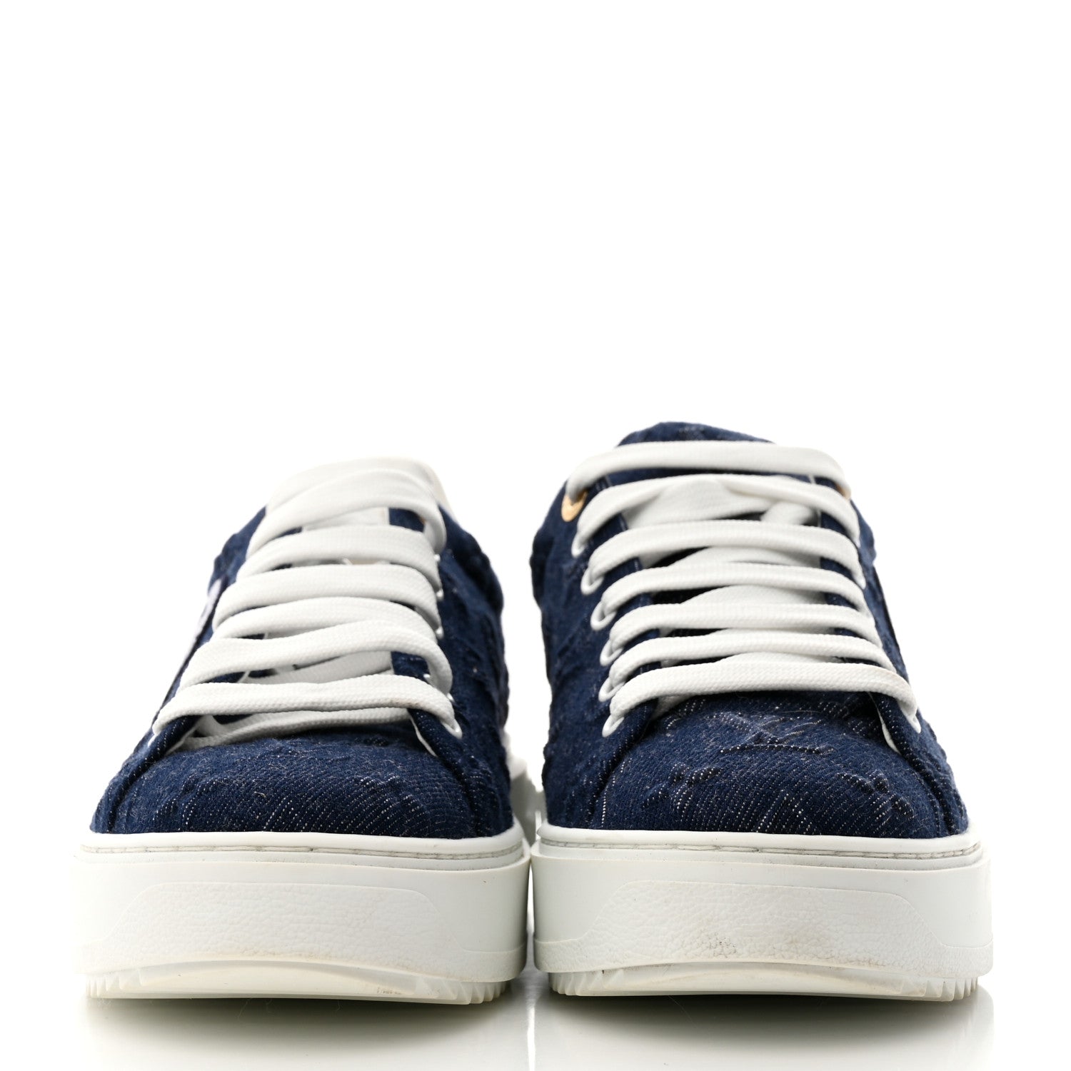 Louis Vuitton Denim Monogram Debossed Time Out Sneakers 39 Blue 2 of 9