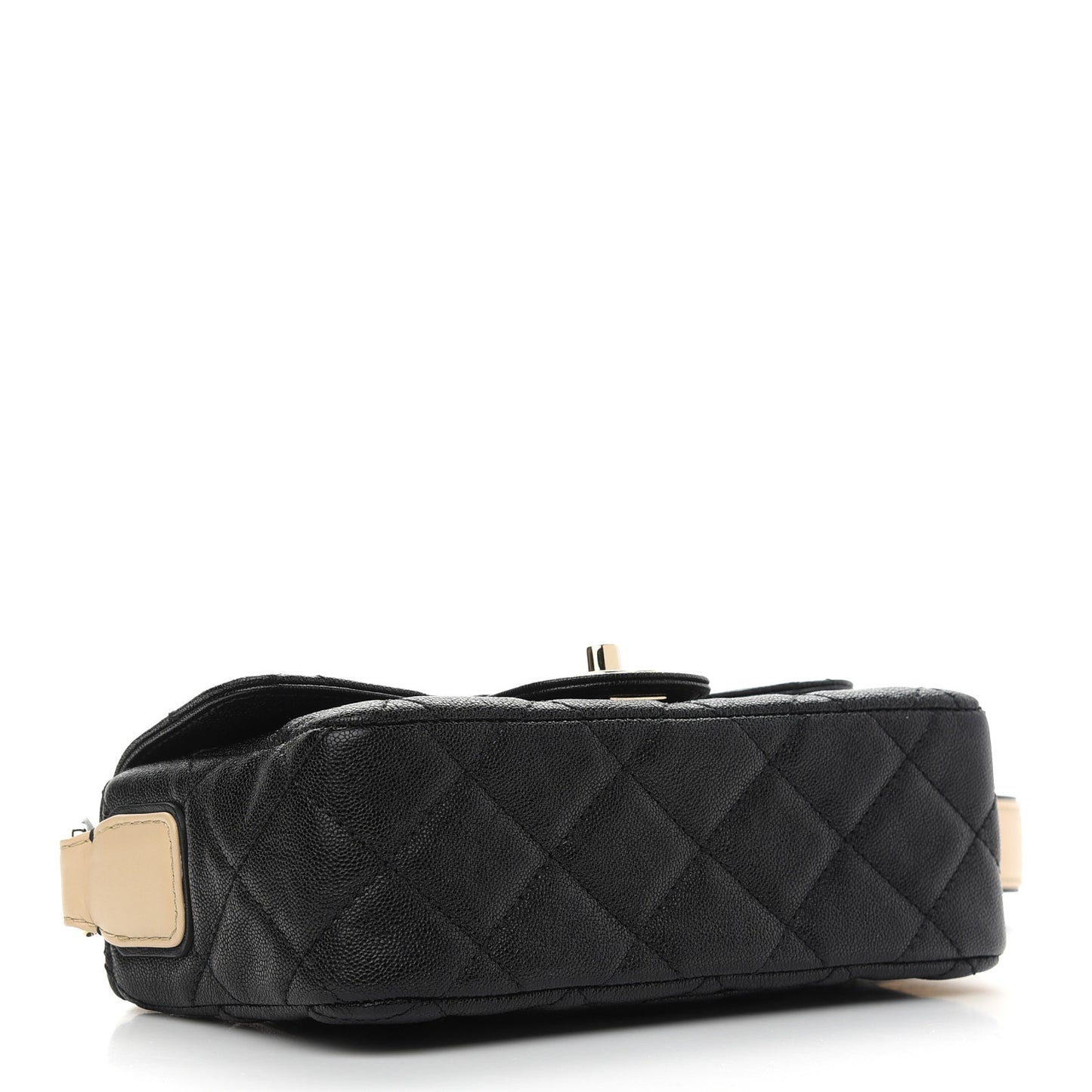 Iridescent Caviar Quilted Mini Crossbody Flap Black