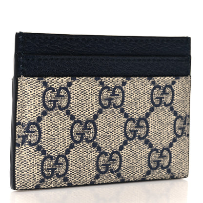 Gucci GG Supreme Monogram Textured Dollar Calfskin Web Ophidia Card Holder Beige Blue 3 of 6