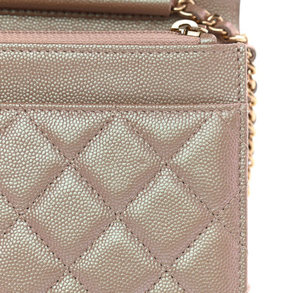 Chanel Iridescent Caviar Quilted Wallet On Chain WOC Beige 12 of 13