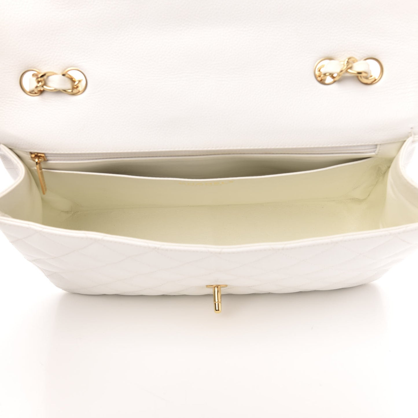 Caviar Quilted Jumbo Single Flap White