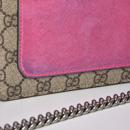 Gucci GG Supreme Monogram Suede Pierced Heart Embroidered Medium Dionysus Shoulder Bag Beige Ebony Pink Tropical Flower 10 of 10