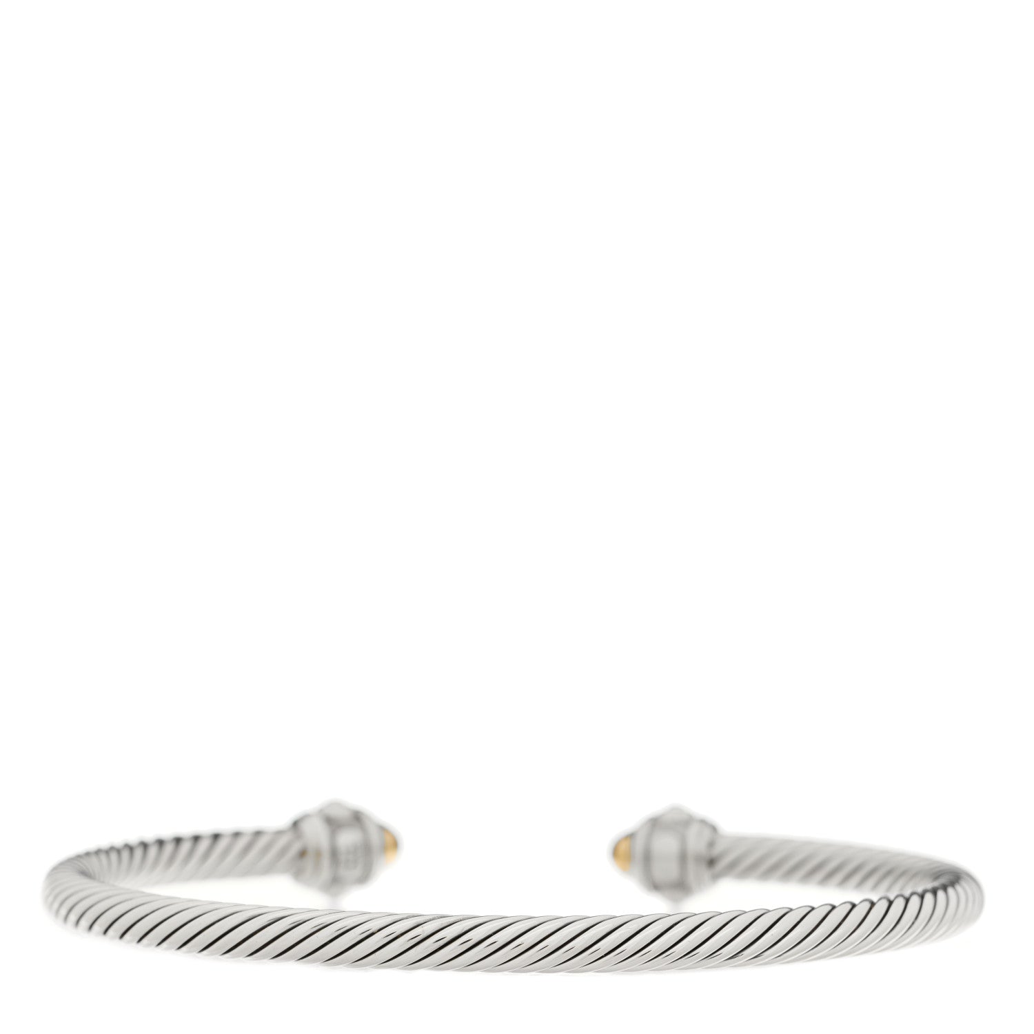 David Yurman Sterling Silver 18K Yellow Gold 4mm Cable Renaissance Bracelet 2 of 3