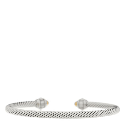 David Yurman Sterling Silver 18K Yellow Gold 4mm Cable Renaissance Bracelet 2 of 3