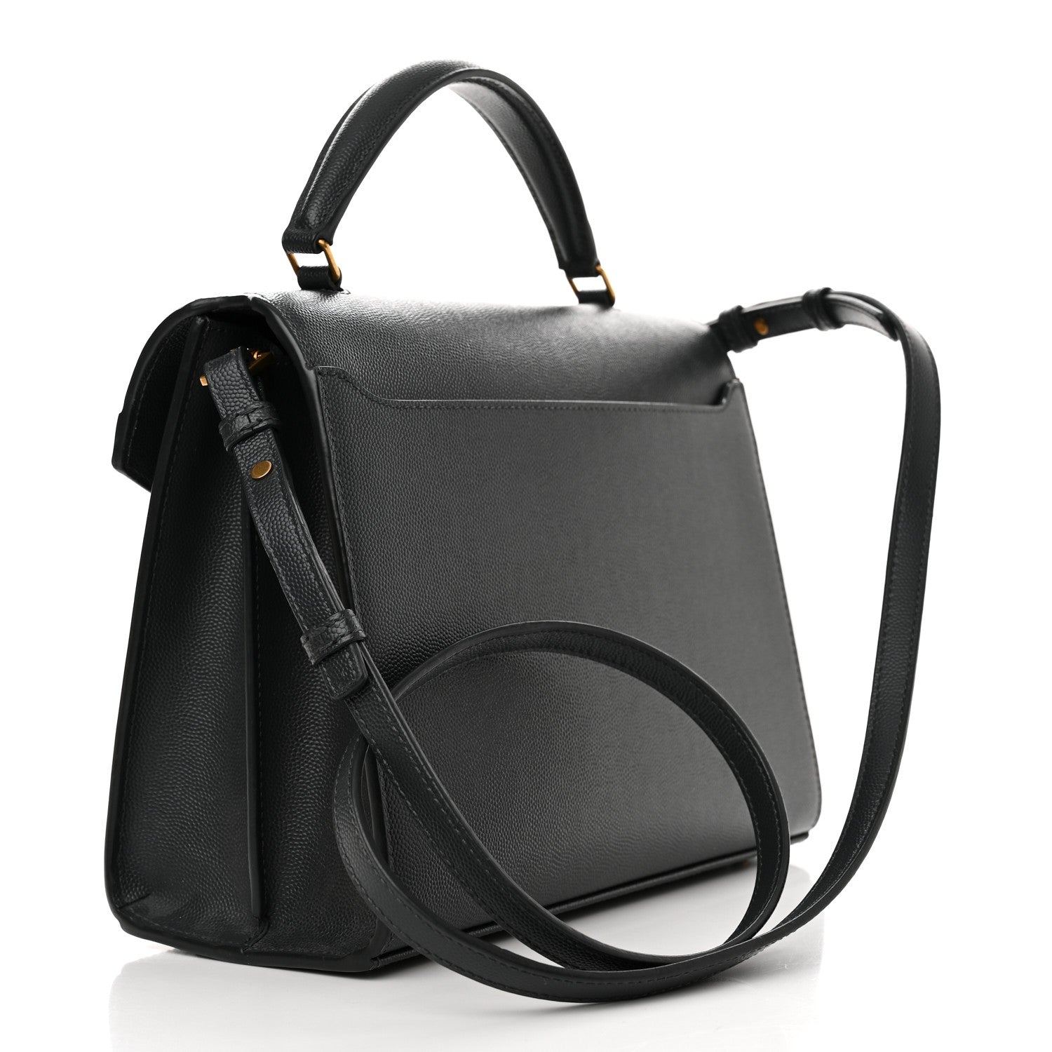 Saint Laurent Grain de Poudre Medium Classic Monogram Cassandra Top Handle Dark Smog 2 of 11