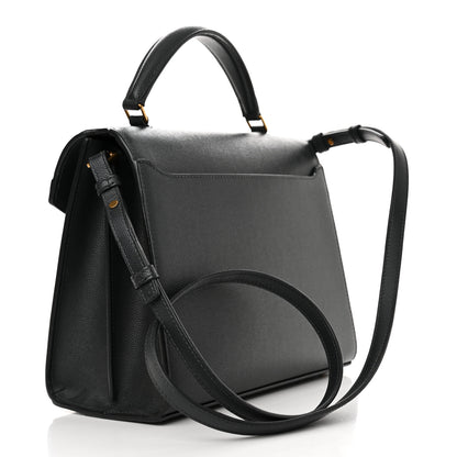 Saint Laurent Grain de Poudre Medium Classic Monogram Cassandra Top Handle Dark Smog 2 of 11