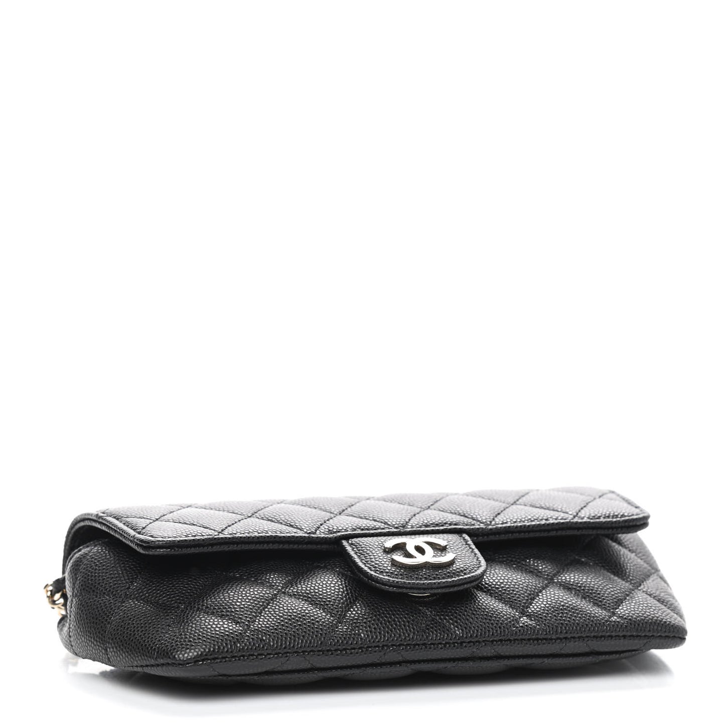 Caviar Quilted Glasses Case With Chain Black