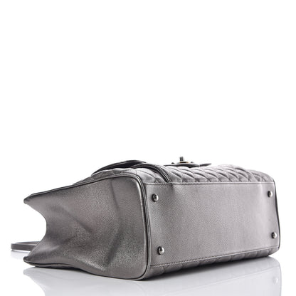Chanel Metallic Grained Calfskin Quilted Large Casual Pocket Tote Silver 4 of 10