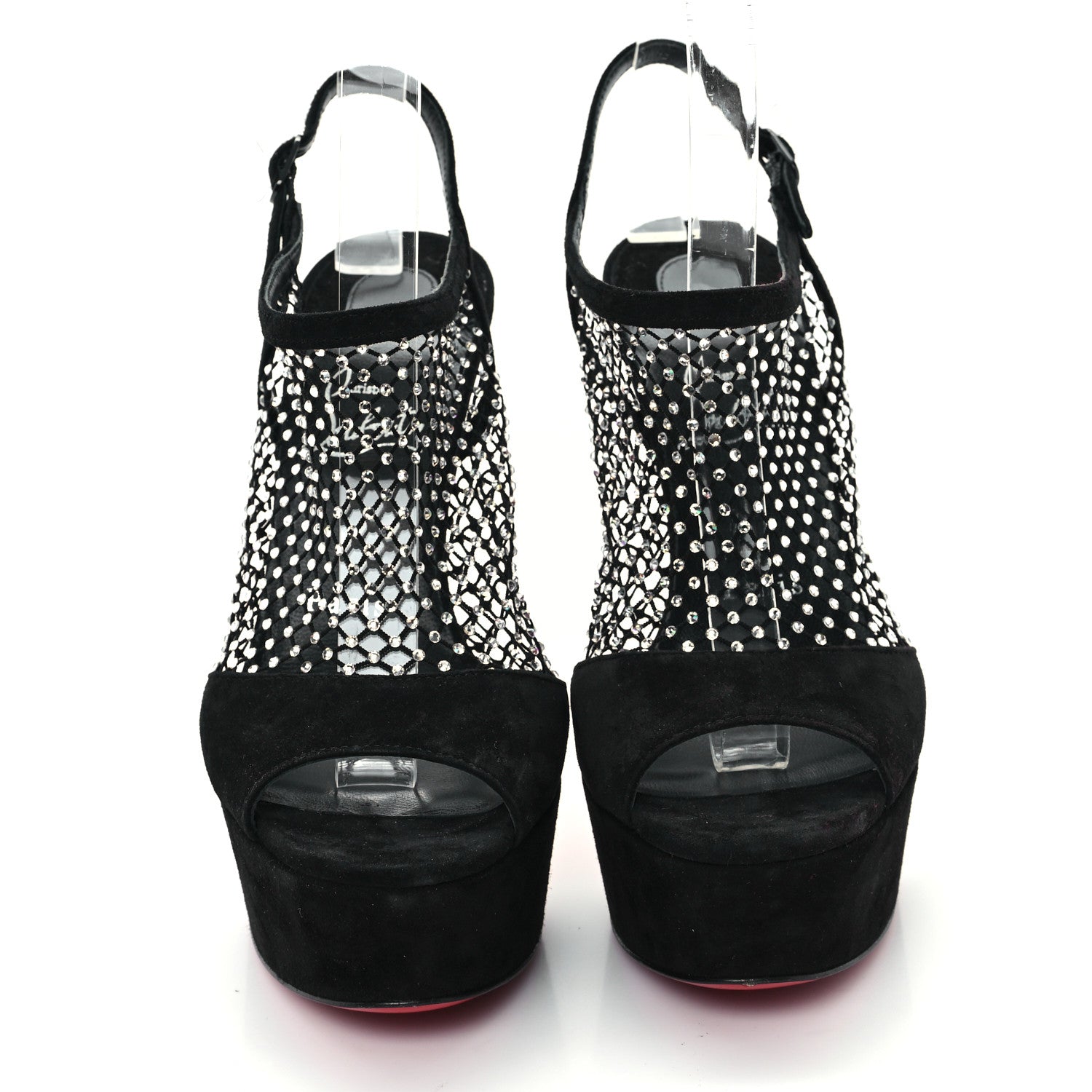Christian Louboutin Suede Crystal Pumps 37.5 Black 3 of 9