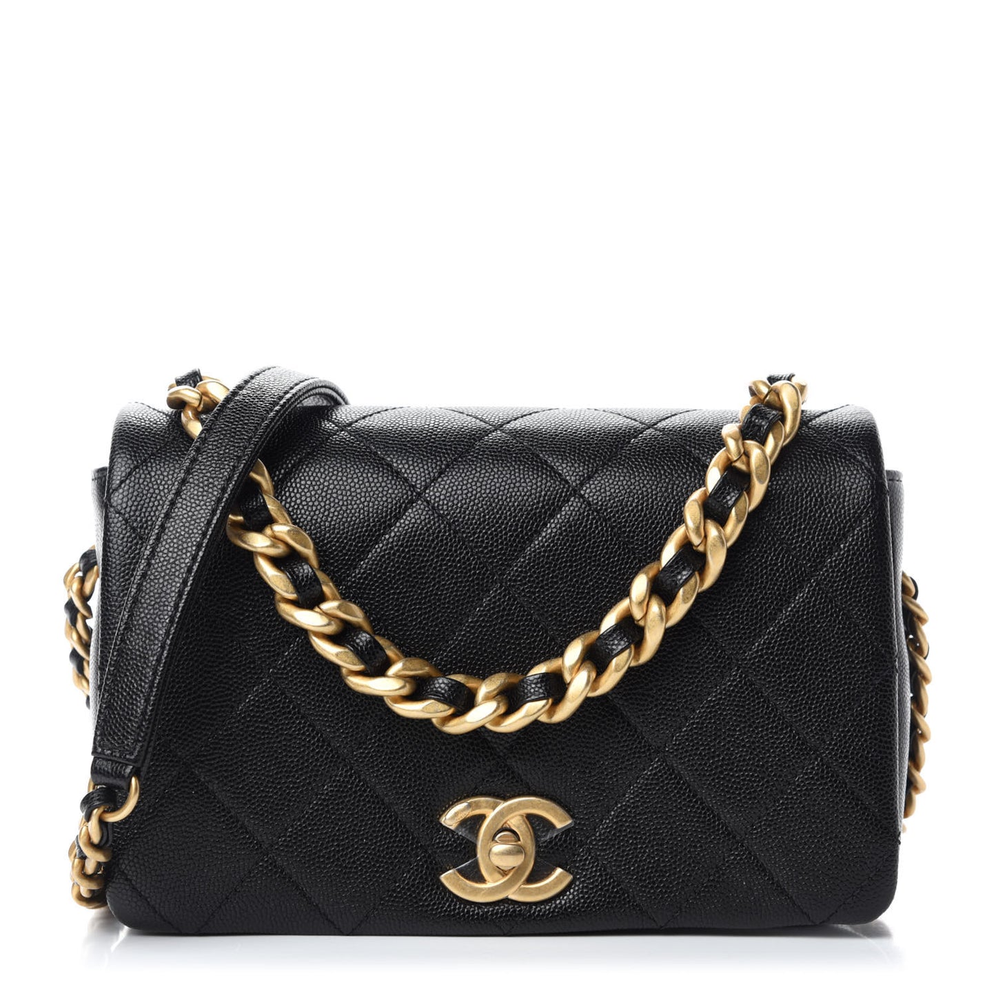 Caviar Quilted Small Fashion Therapy Flap Bag Black