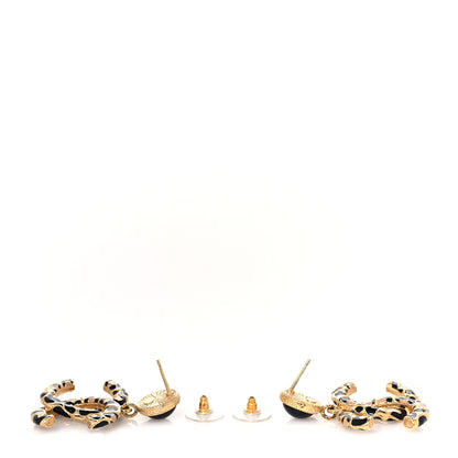 Chanel Metal Leopard Print CC Earrings Gold Black Beige 3 of 5