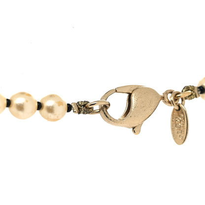 Chanel Painted Pearl CC Coco Long Necklace Black Gold 4 of 5
