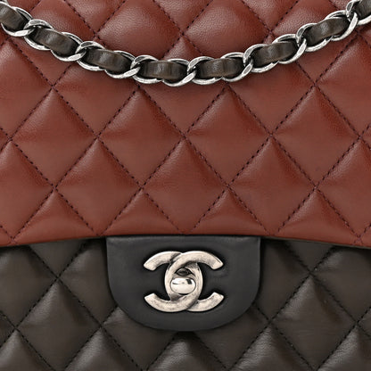 Chanel Lambskin Quilted Tri-Color Medium Double Flap Burgundy 8 of 10