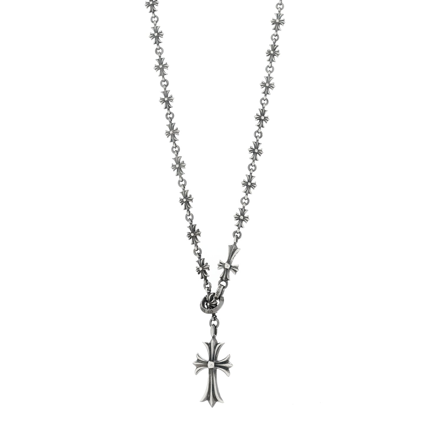 Sterling Silver Lariat Cross Pendant Necklace