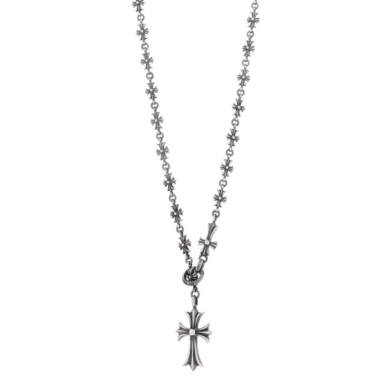 Chrome Hearts Sterling Silver Lariat Cross Pendant Necklace 1 of 6