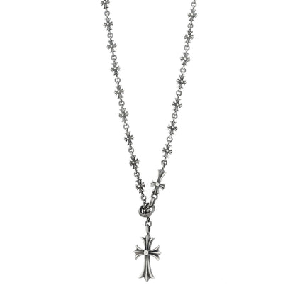 Chrome Hearts Sterling Silver Lariat Cross Pendant Necklace 1 of 6