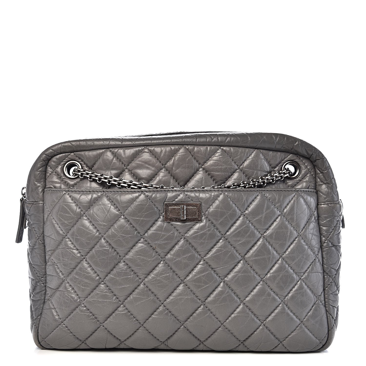 Chanel Aged Calfskin Quilted Large Reissue Camera Case Grey 1 of 14