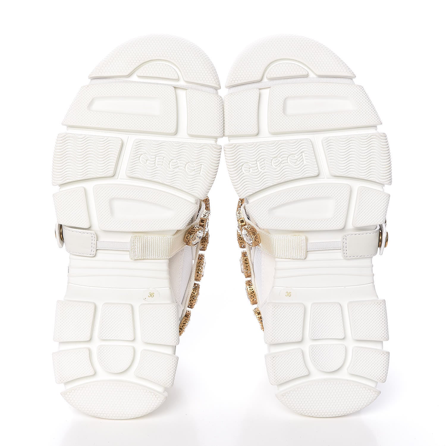 Gucci X SEGA Mesh Calfskin Suede Removable Crystals Womens Flashtrek Sneakers 36 Great White 5 of 10