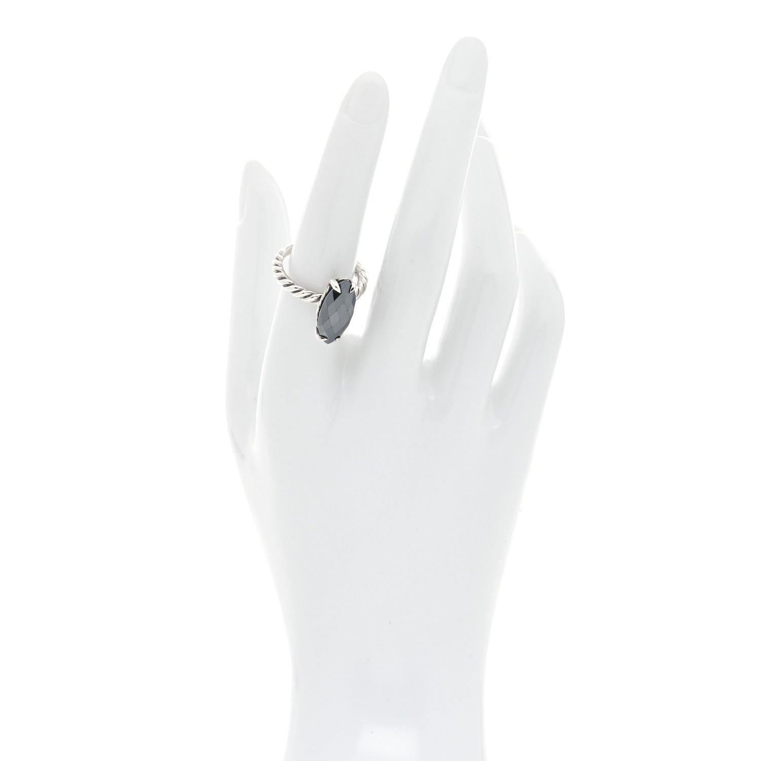 David Yurman Sterling Silver Hematite Color Classics Marquise Ring 54 7 2 of 4