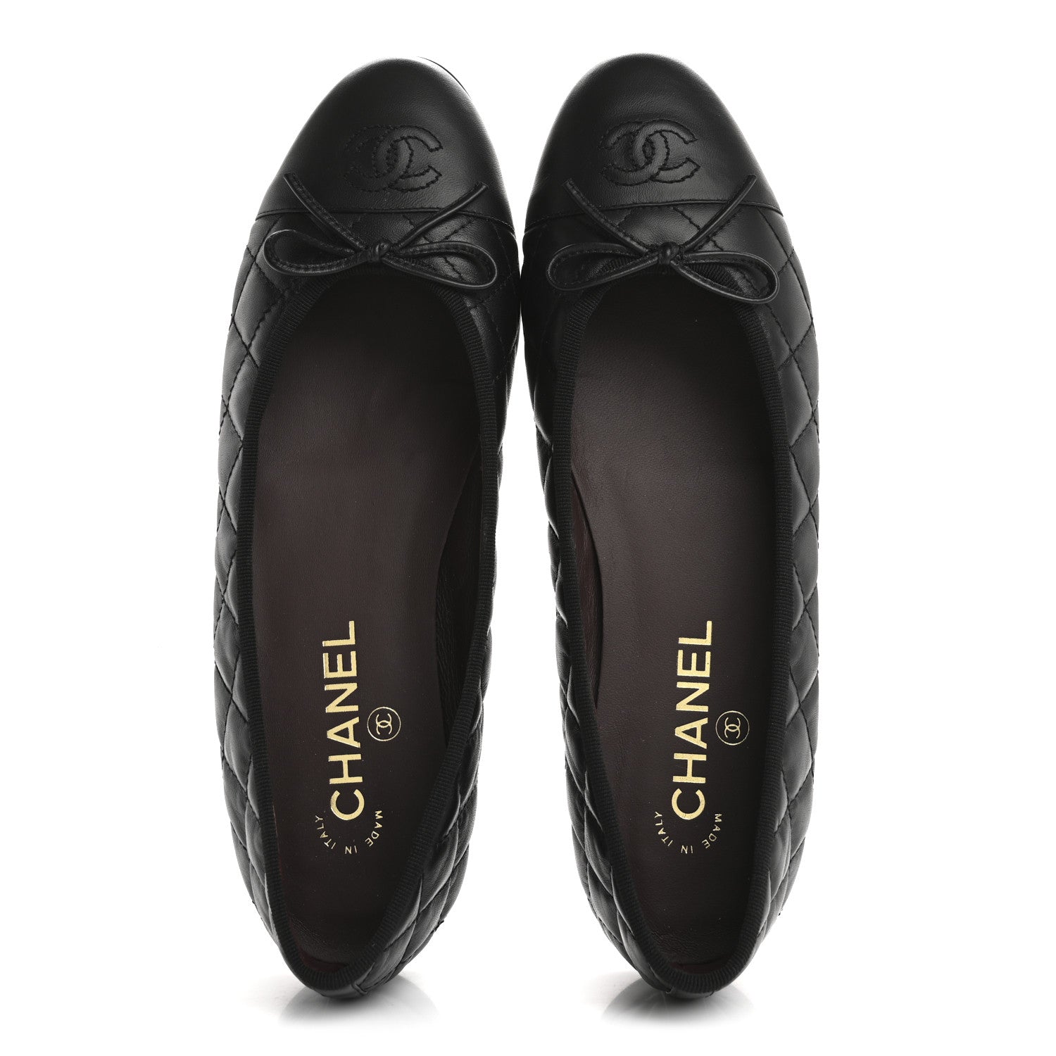 Chanel Aged Calfskin Quilted CC Cap Toe Ballerina Flats 40 Black 2 of 12