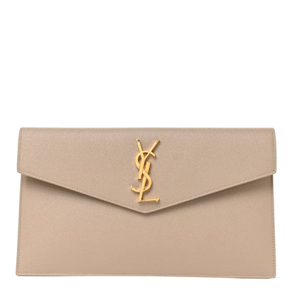 Saint Laurent Grain De Poudre Uptown Pouch Dark Beige 1 of 12