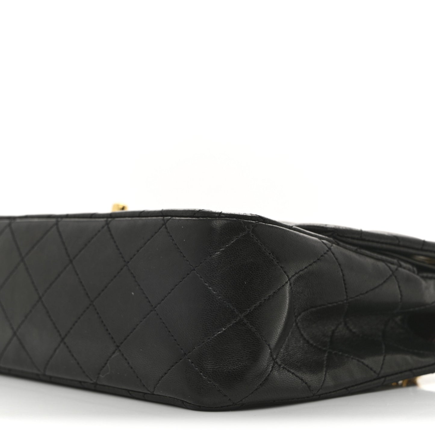Lambskin Quilted Medium Double Flap Black