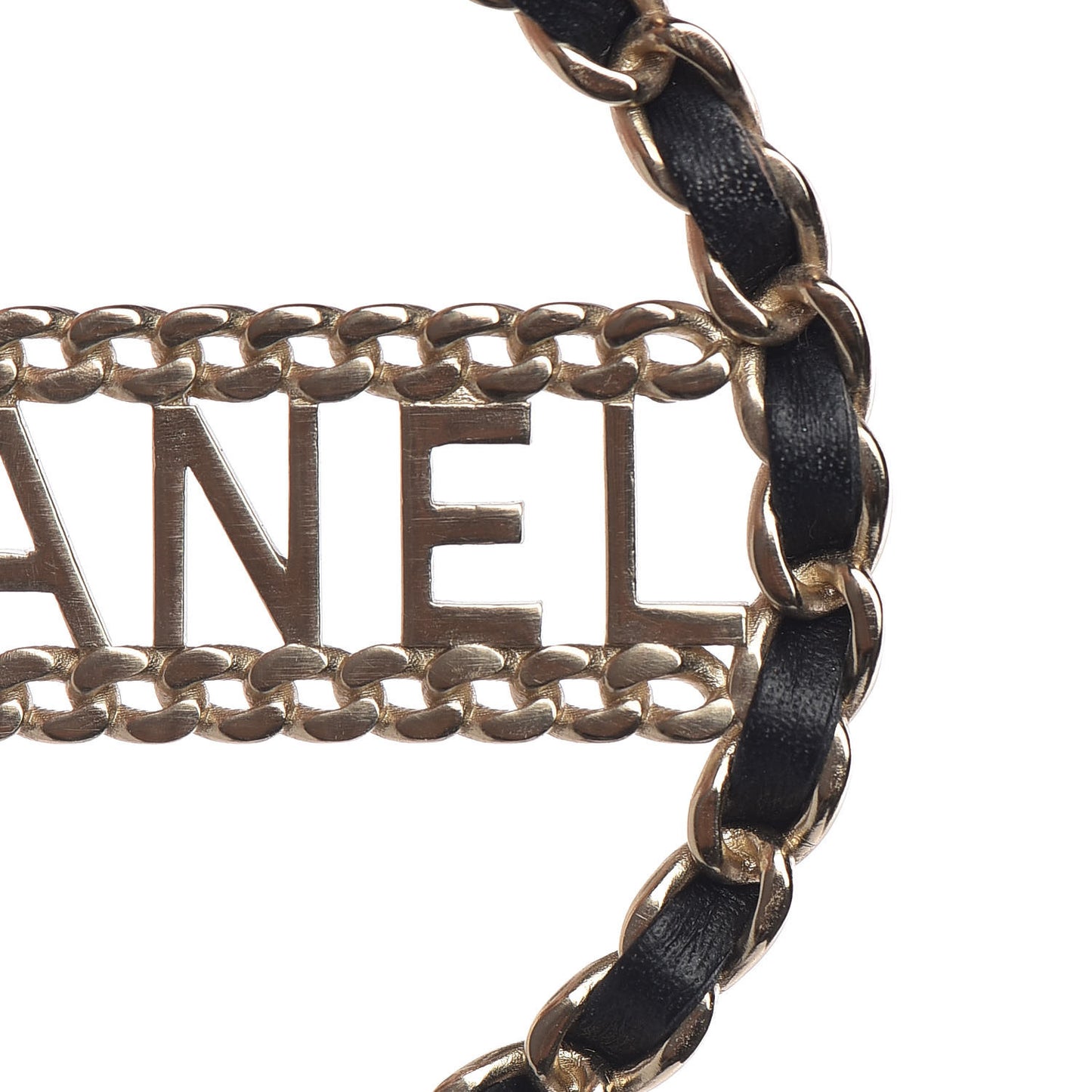 Pearl Lambskin Chain Logo Hoop Clip On Earrings Black Gold