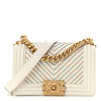 Chanel Calfskin Embroidered Small Boy Flap Ivory 1 of 12