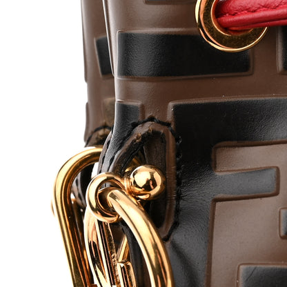 Fendi Vitello Grace F is Fendi Bi-Color FF 1974 Embossed Grande Mon Tresor Bucket Bag Maya Black Fragola 13 of 13