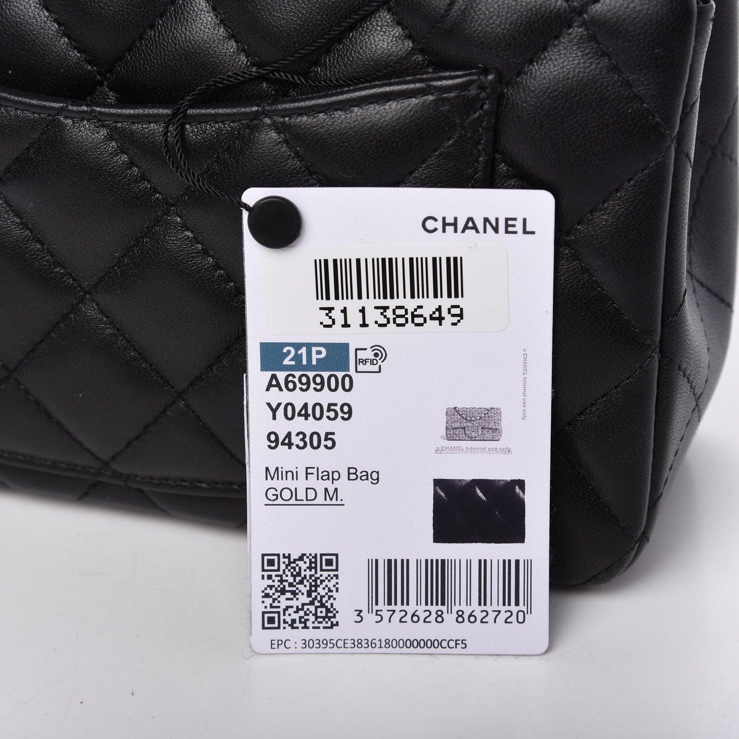 Lambskin Quilted Mini Rectangular Flap Black