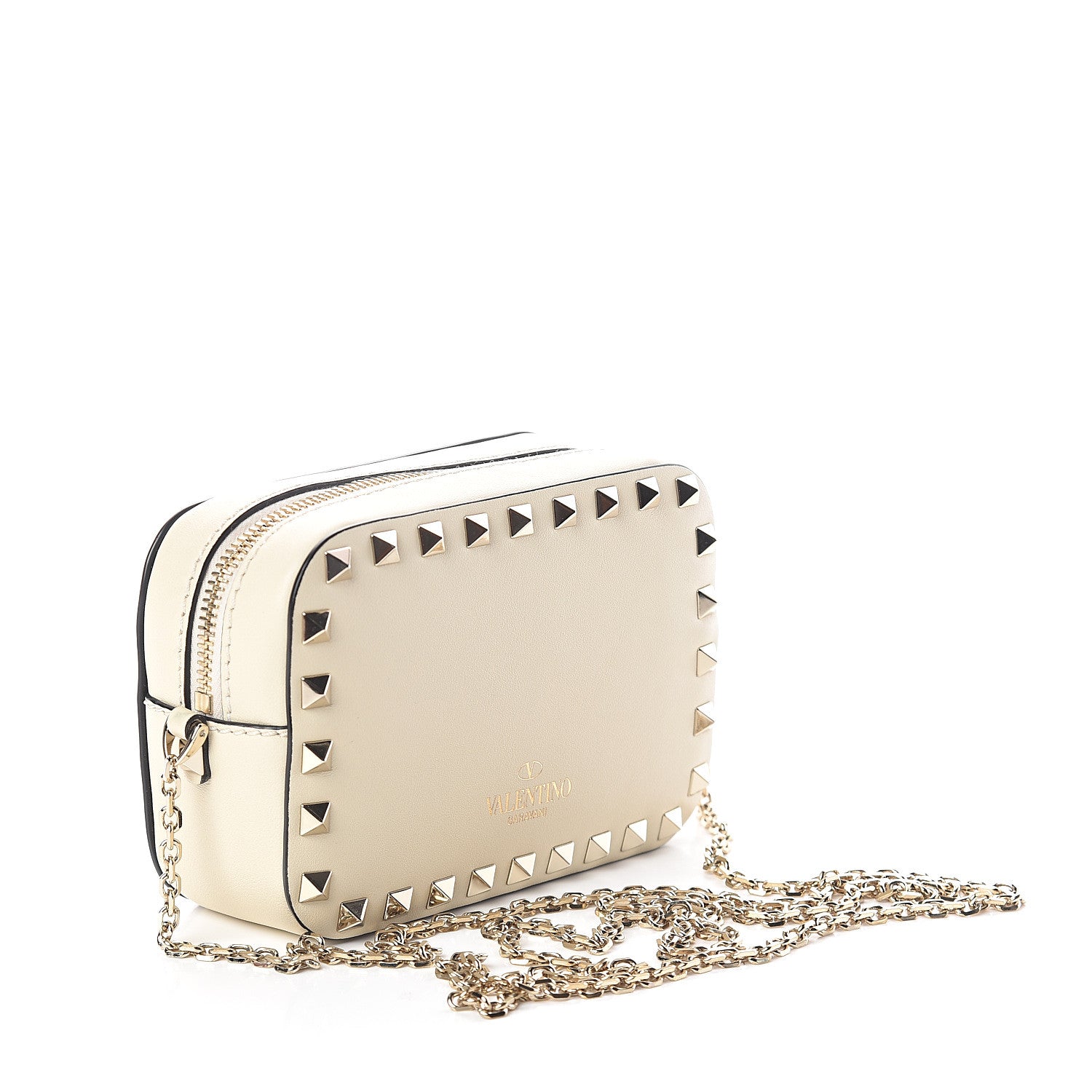 Valentino Garavani Calfskin Small Rockstud Chain Camera Crossbody Bag Ivory 2 of 8