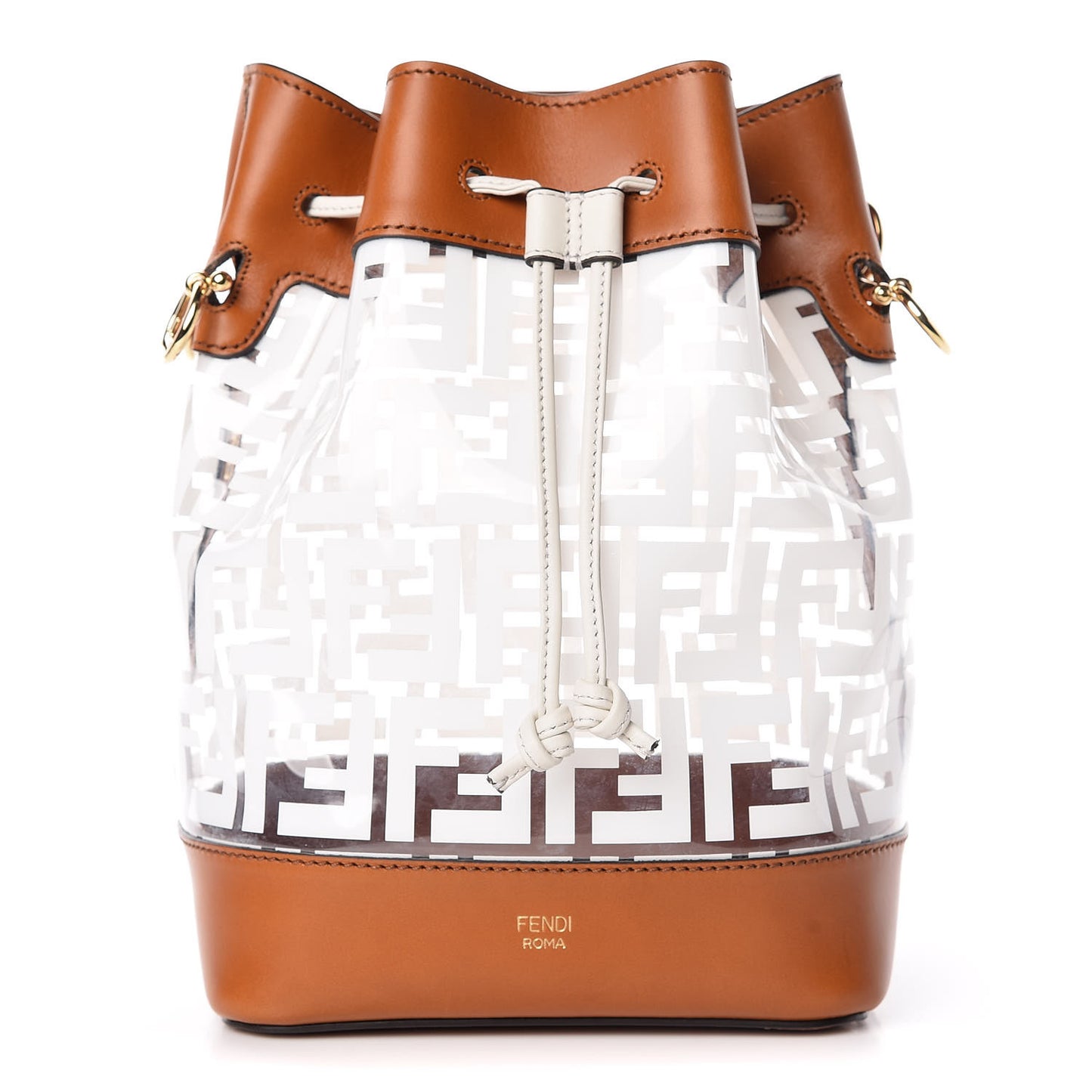TPU FF Vitello Aura F is Fendi Grande Mon Tresor Bucket Bag White Cuoio