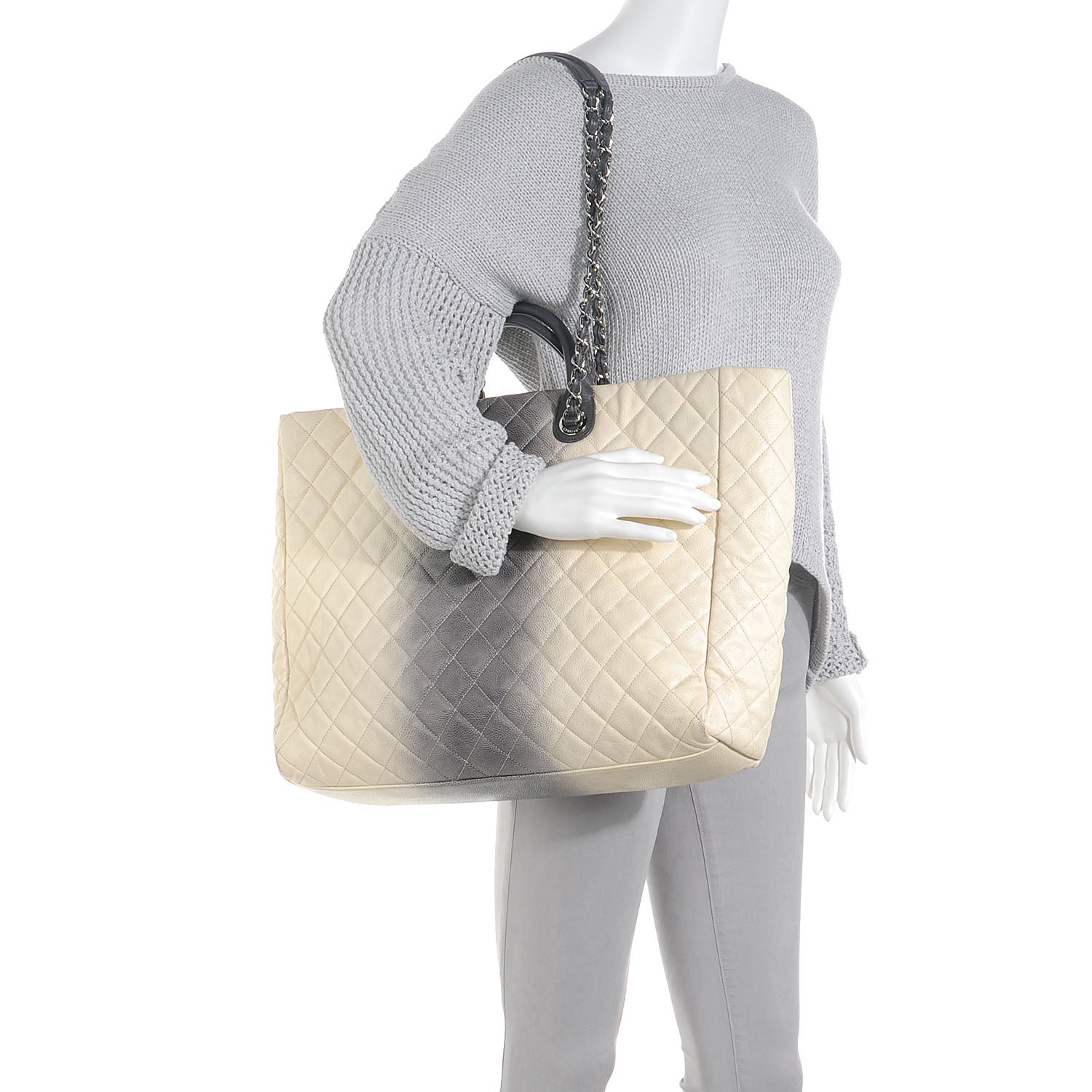 Chanel Caviar Ombre Large Shopping Tote Grey 2 of 9