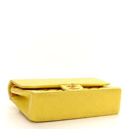 Chanel Lambskin Quilted Medium Double Flap Yellow Pink 4 of 12