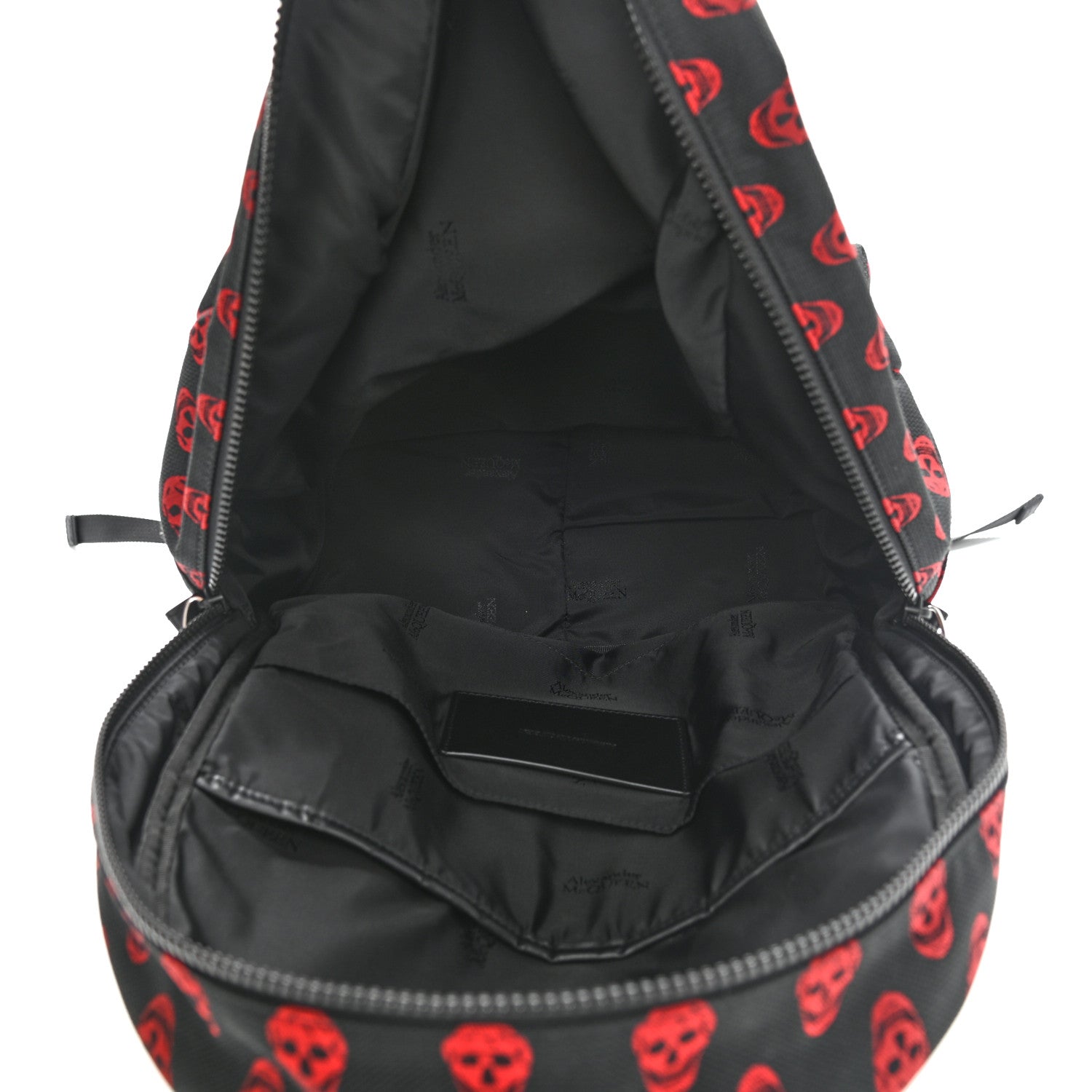 Alexander McQueen Nylon Skull Print Backpack Black Red 5 of 11