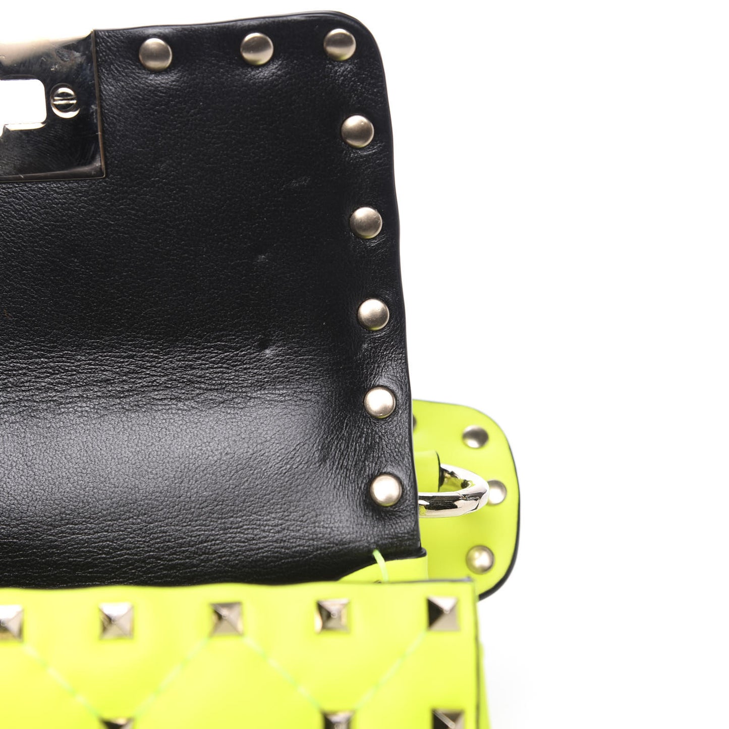 Calfskin Micro Rockstud Spike Shoulder Bag Lime