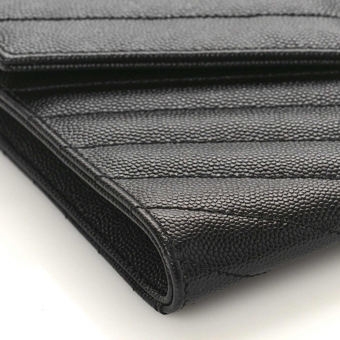 Grain De Poudre Matelasse Chevron Monogram Envelope Clutch Black