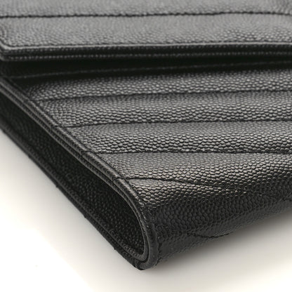 Saint Laurent Grain De Poudre Matelasse Chevron Monogram Envelope Clutch Black 7 of 8