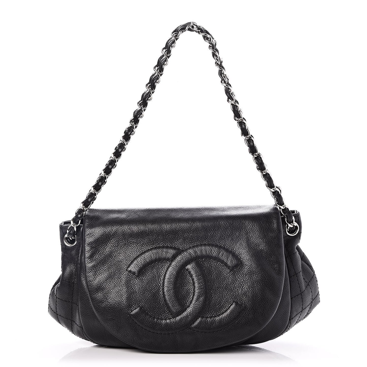 Caviar Half Moon Large Flap Black