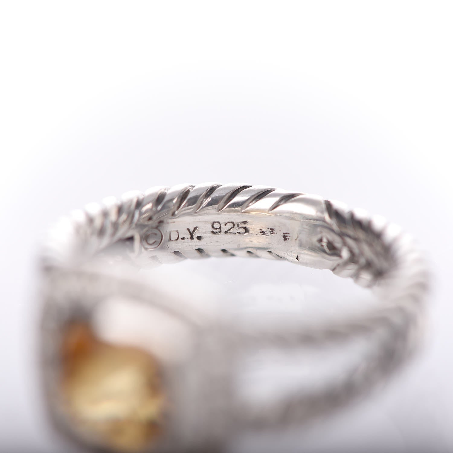 David Yurman Sterling Silver Diamond Citrine 7mm Petite Albion Ring 49 5 5 of 5